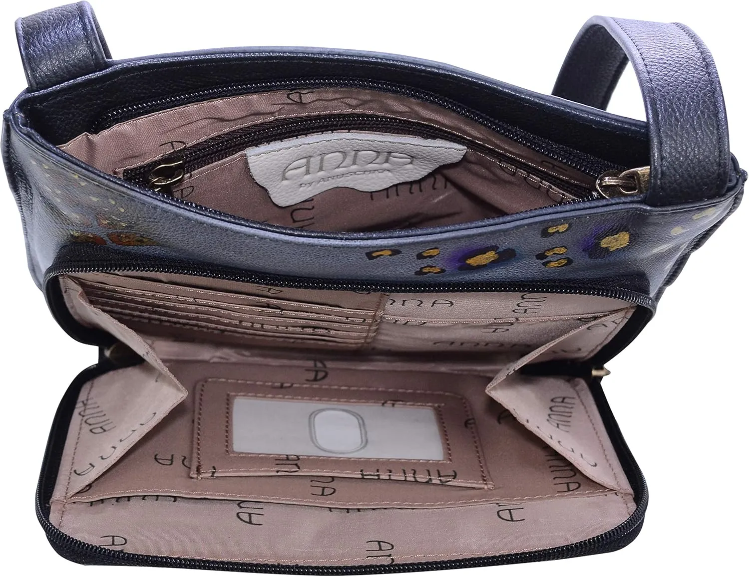Anna by Anuschka Women's Genuine Leather Large Cross-Body Handbag | Zip-Top Multi-Compartment Organizer