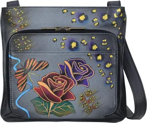 Anna by Anuschka Women's Genuine Leather Large Cross-Body Handbag | Zip-Top Multi-Compartment Organizer