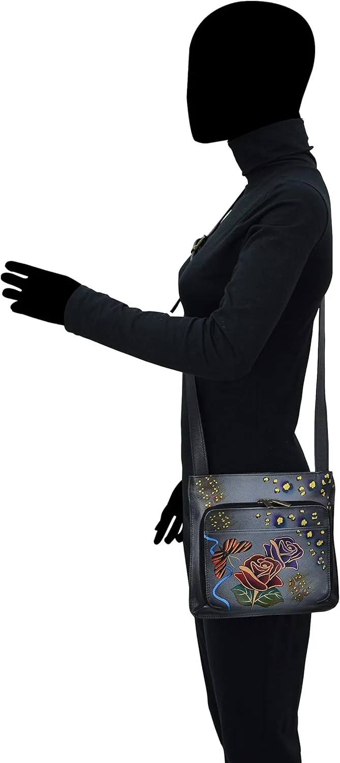 Anna by Anuschka Women's Genuine Leather Large Cross-Body Handbag | Zip-Top Multi-Compartment Organizer