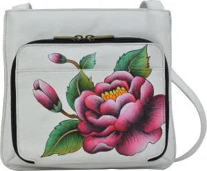 Anna by Anuschka Women's Genuine Leather Large Cross-Body Handbag | Zip-Top Multi-Compartment Organizer