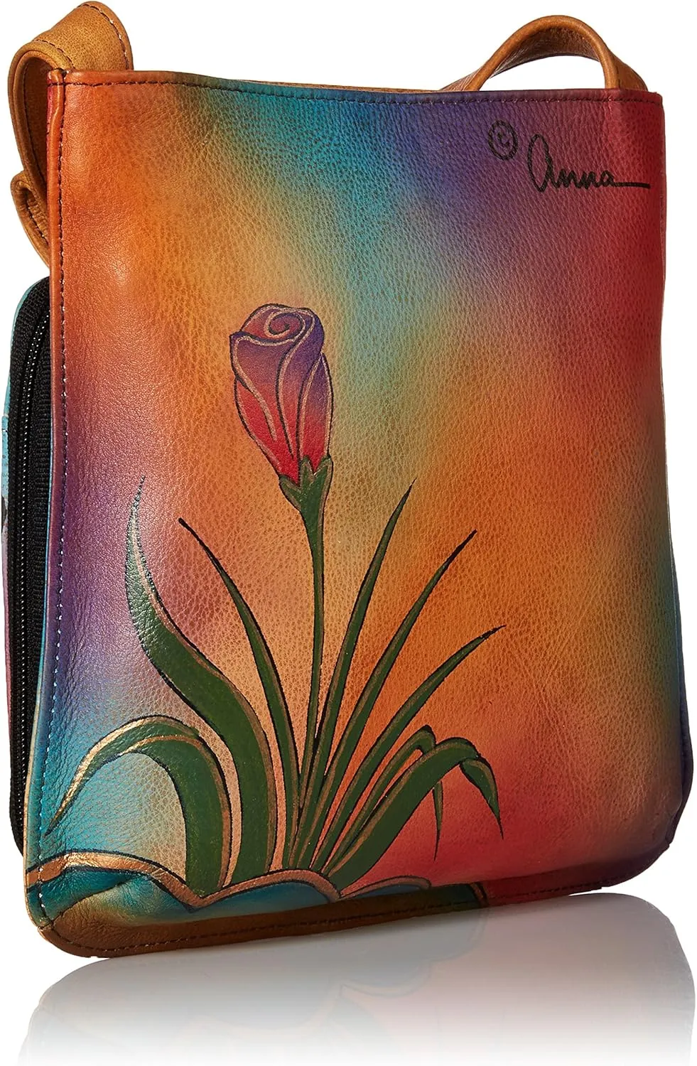 Anna by Anuschka Women's Genuine Leather Large Cross-Body Handbag | Zip-Top Multi-Compartment Organizer