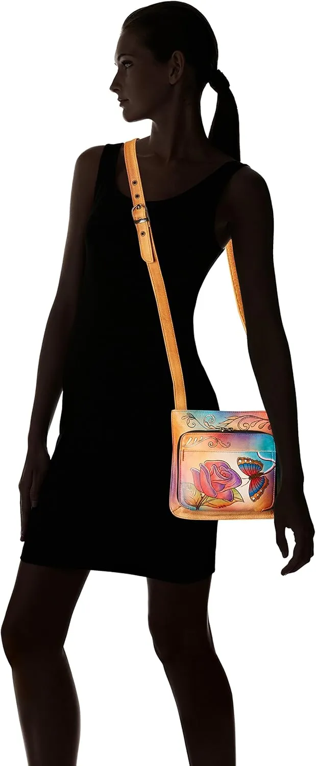 Anna by Anuschka Women's Genuine Leather Large Cross-Body Handbag | Zip-Top Multi-Compartment Organizer