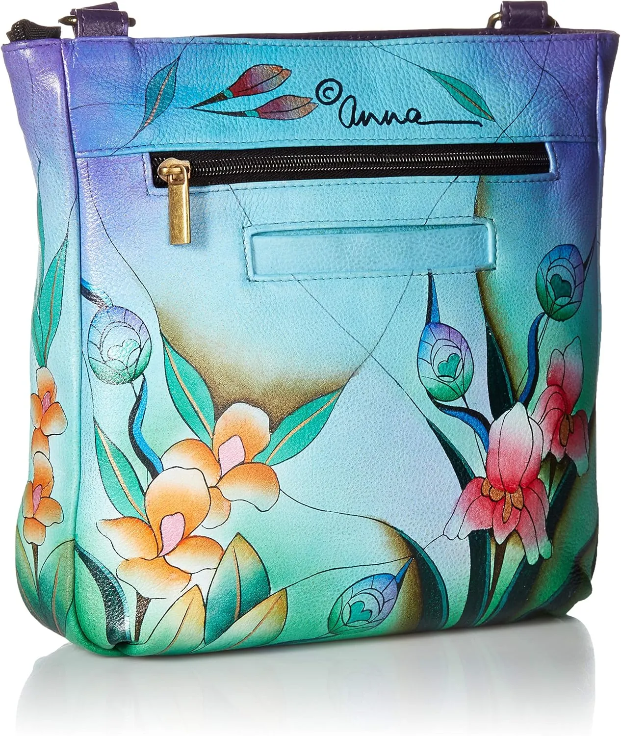 Anna by Anuschka Women's Genuine Leather Medium Crossbody | Hand Painted Original Artwork