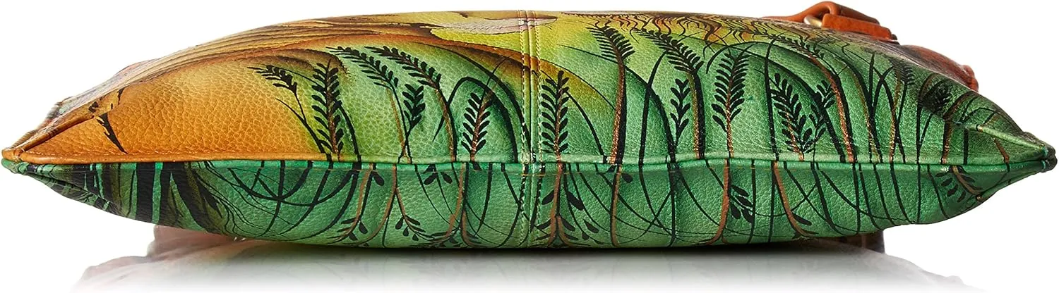 Anna by Anuschka Women's Genuine Leather V Top Multicompartment Cross Body| Hand Painted Original Artwork