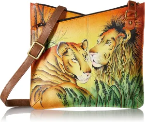 Anna by Anuschka Women's Genuine Leather V Top Multicompartment Cross Body| Hand Painted Original Artwork