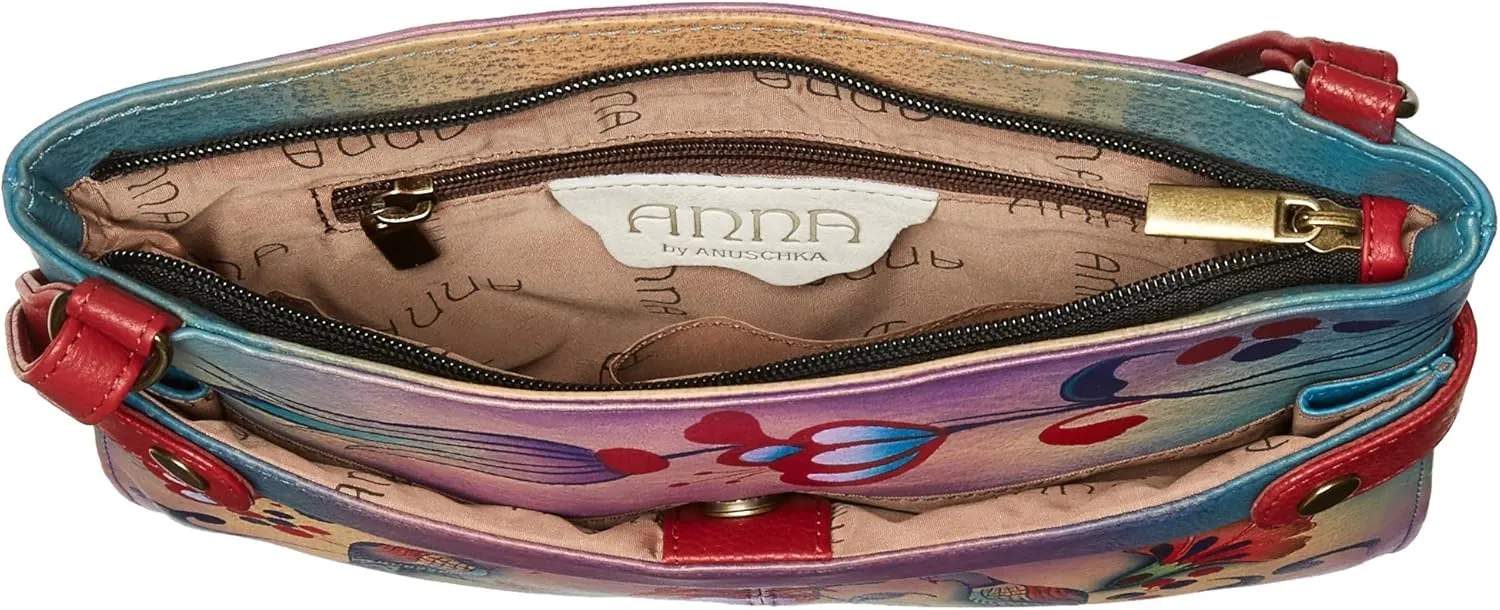 Anna by Anuschka Women's Original Hand-Painted Genuine Leather Medium Crossbody