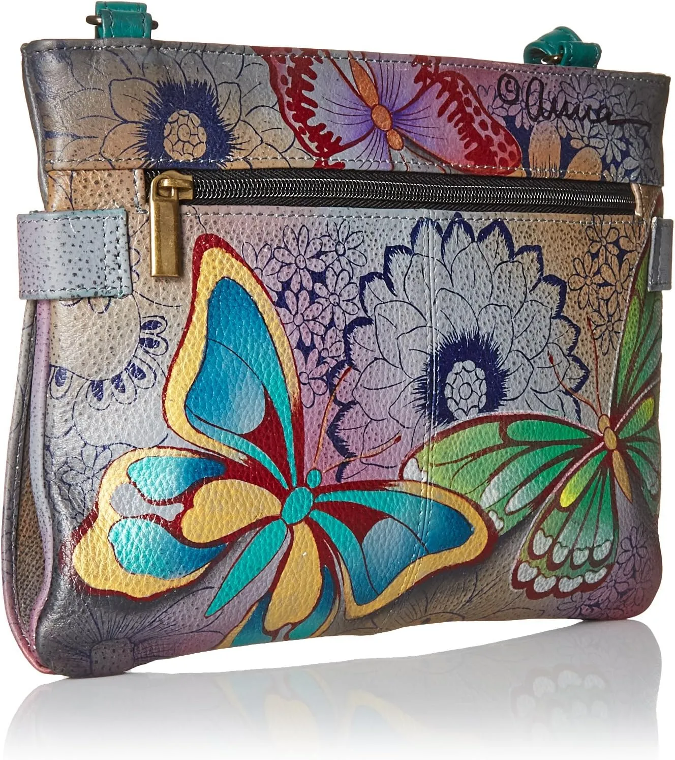 Anna by Anuschka Women's Original Hand-Painted Genuine Leather Medium Crossbody