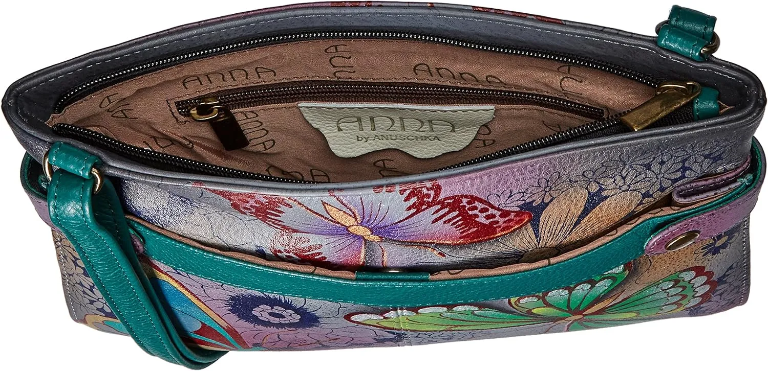 Anna by Anuschka Women's Original Hand-Painted Genuine Leather Medium Crossbody