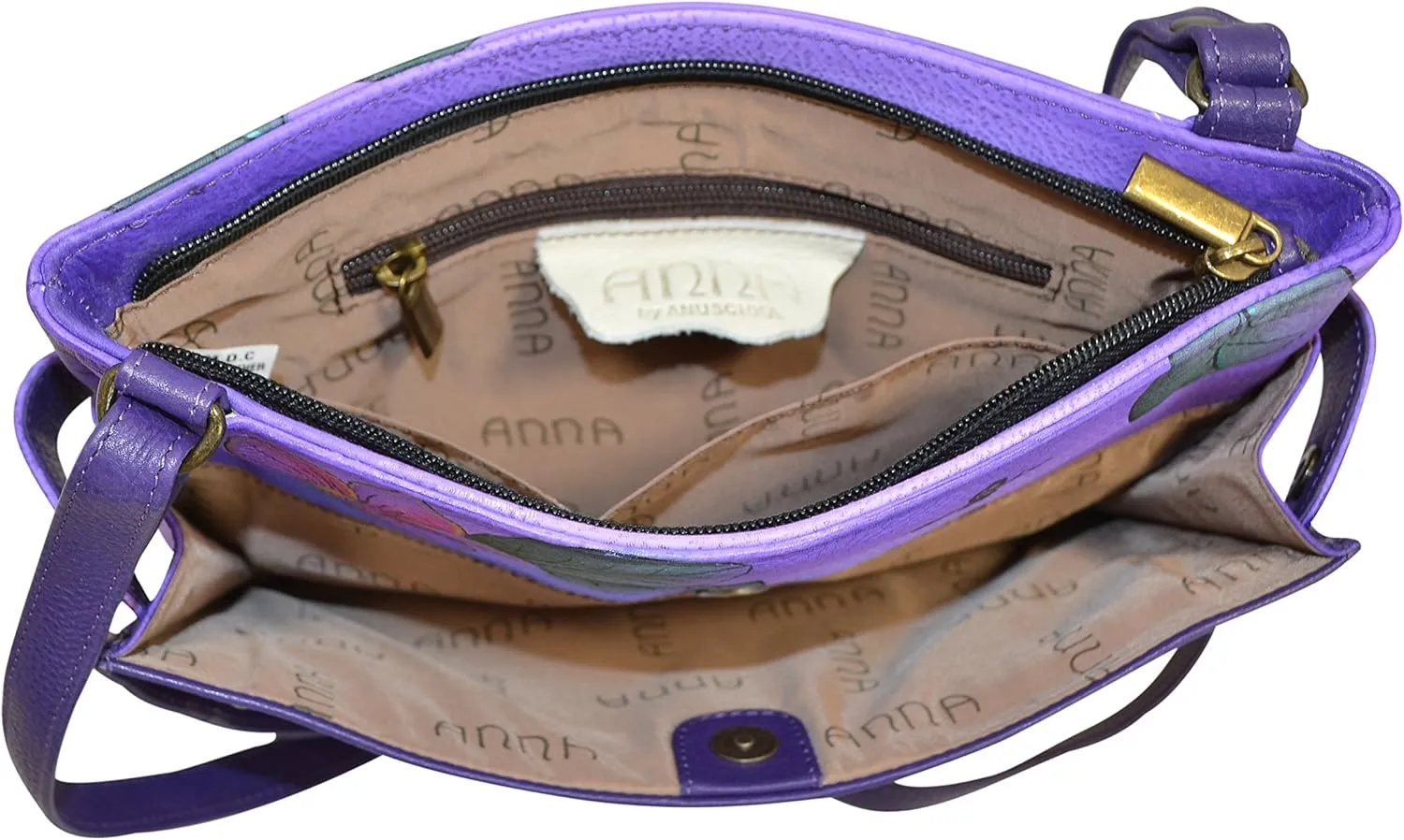 Anna by Anuschka Women's Original Hand-Painted Genuine Leather Medium Crossbody