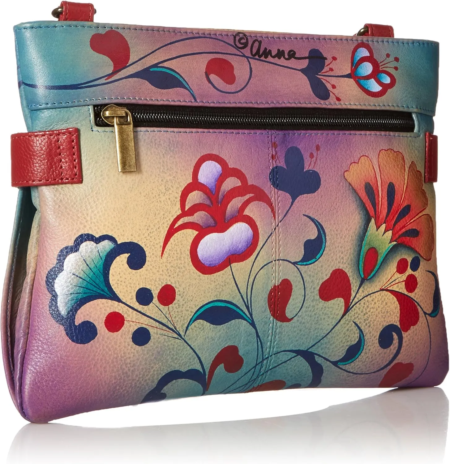 Anna by Anuschka Women's Original Hand-Painted Genuine Leather Medium Crossbody