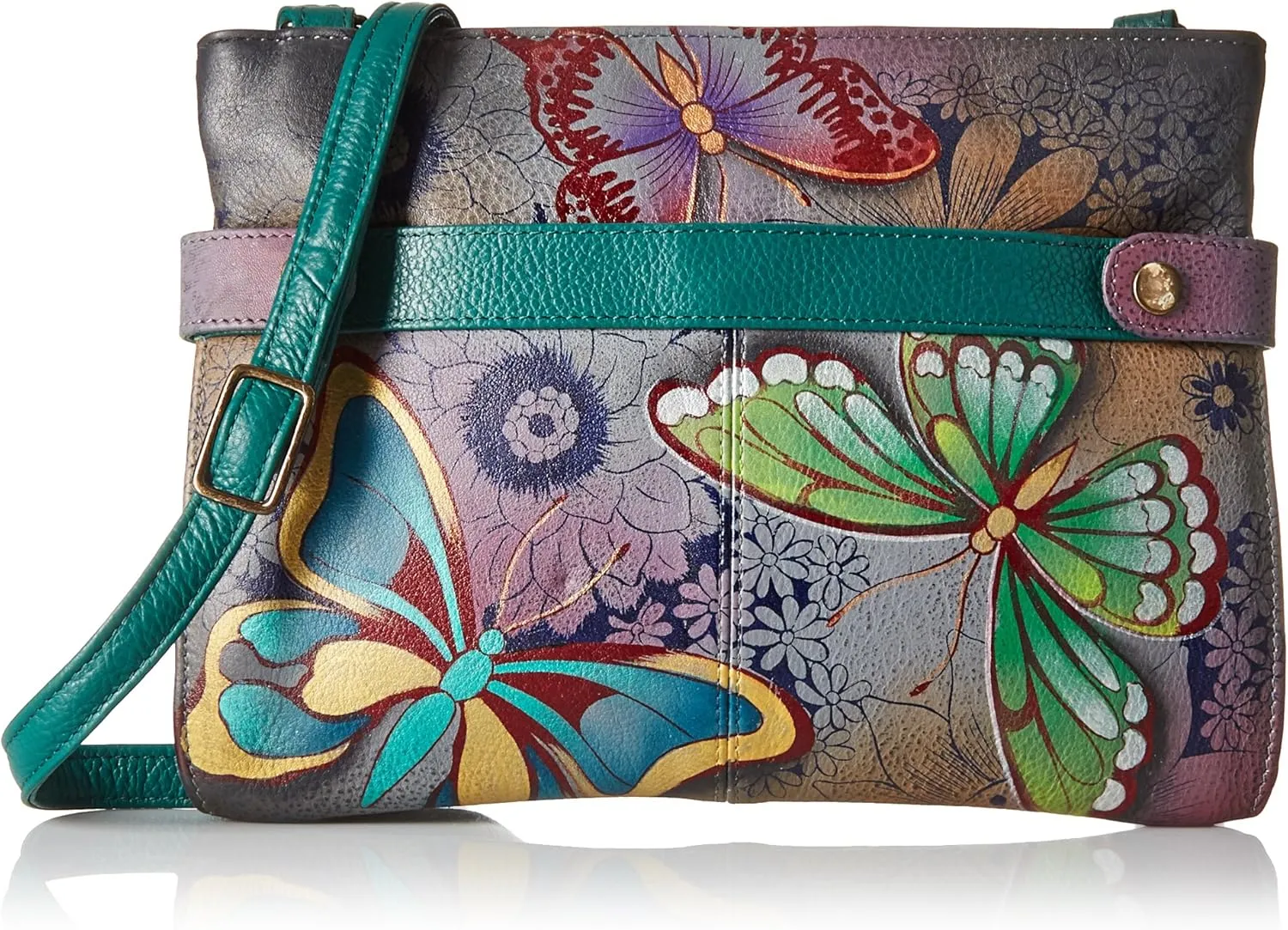 Anna by Anuschka Women's Original Hand-Painted Genuine Leather Medium Crossbody