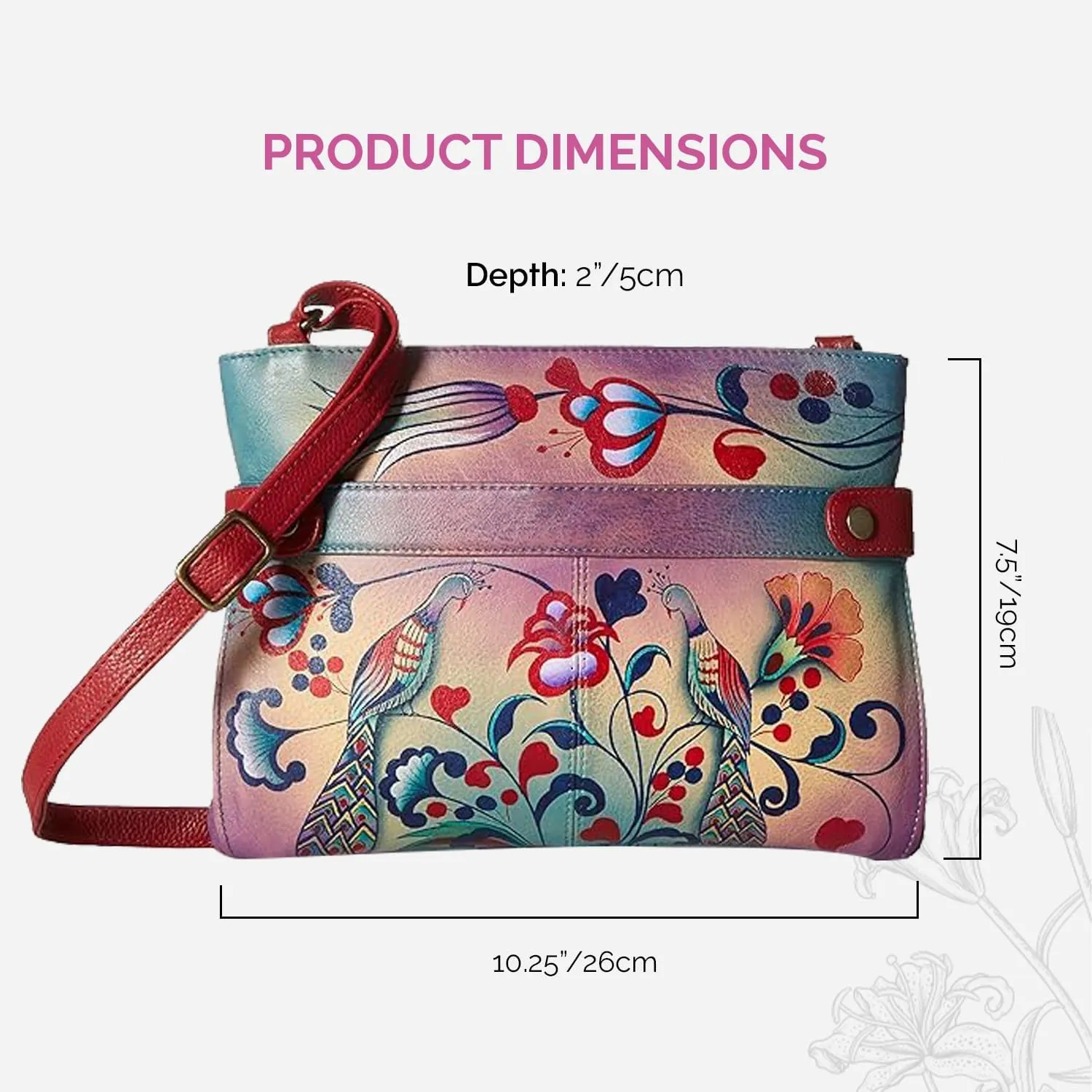 Anna by Anuschka Women's Original Hand-Painted Genuine Leather Medium Crossbody