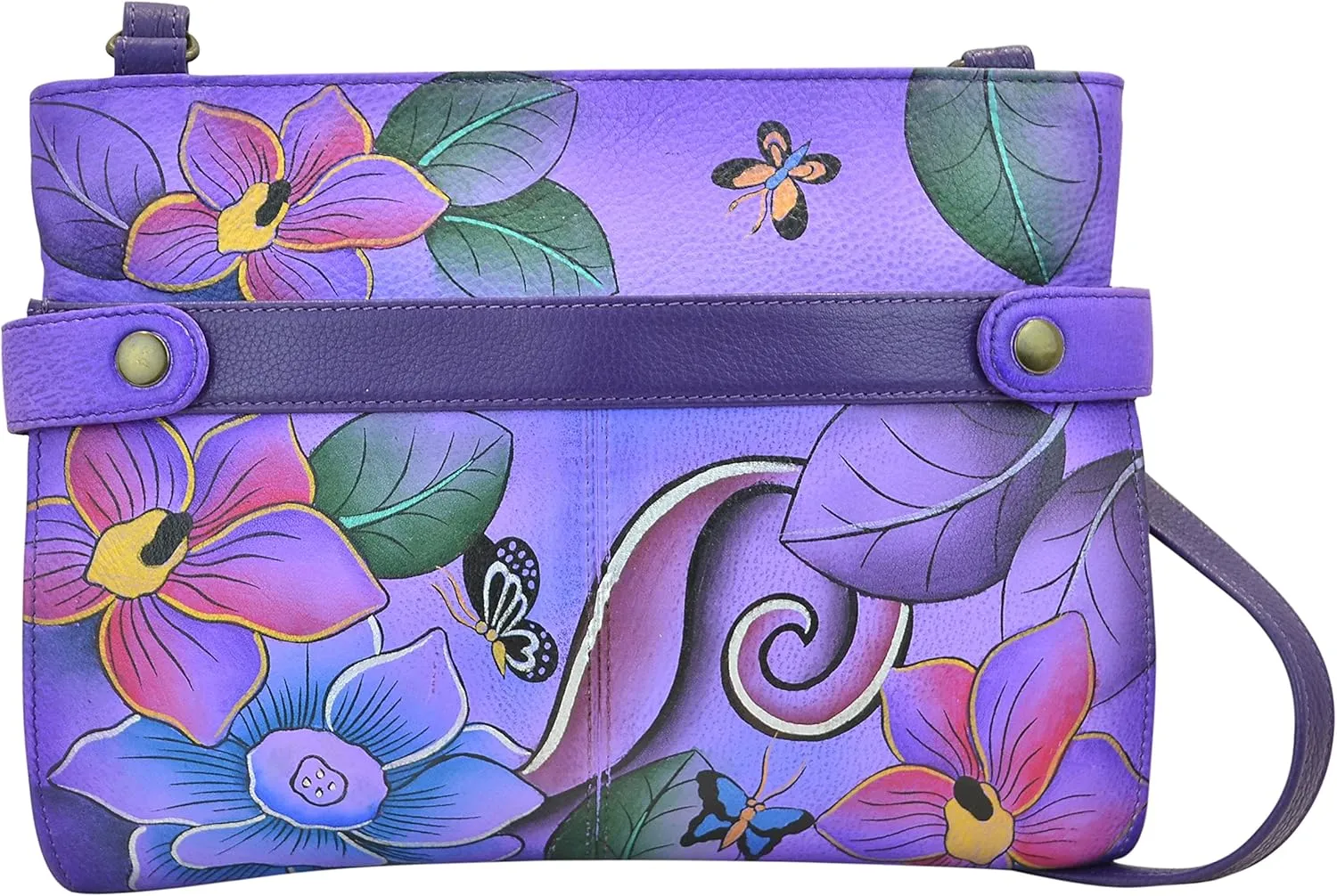 Anna by Anuschka Women's Original Hand-Painted Genuine Leather Medium Crossbody