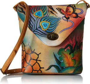 Anuschka Handpainted Leather 8059-PKC V Shape Flap Bag