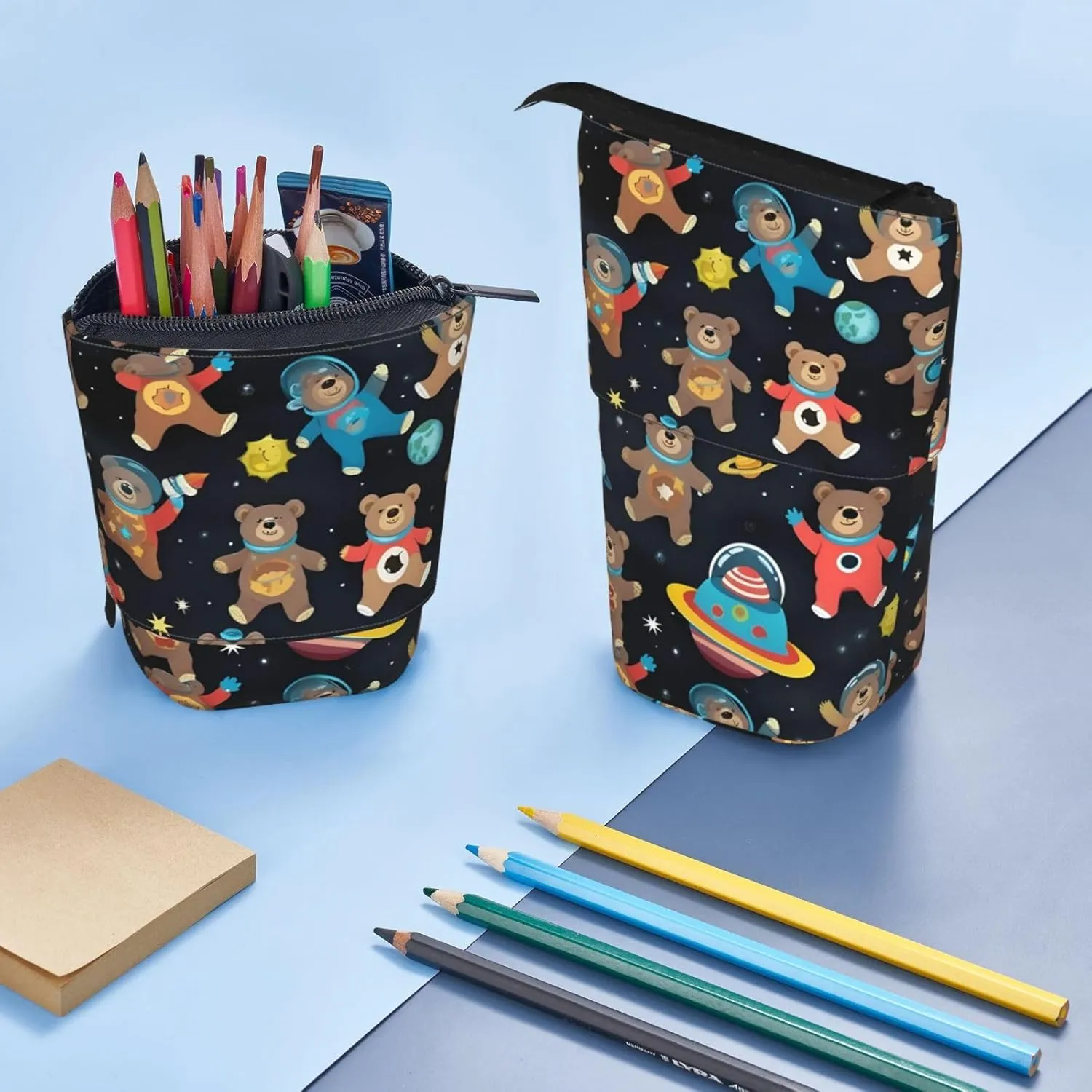 Baby Sloths Sleeping Cute Stand Up Pencil Case,Spacious Pencils Pouches Pens Bag For Work Office Artists Supplies