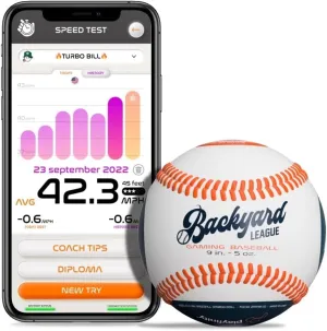 Backyard League Gaming Baseball for Kids | Real Baseball with Sensors and App | Play, Train, Analyze and Connect with Others. Measures Throw Power, Glove Movement and More!