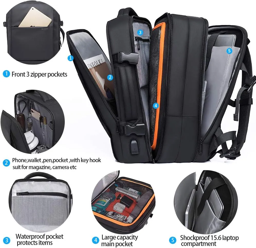 BANGE 32L Travel Backpack for Men,Flight Approved Carry On Backpack for International Travel Bag,17-inch Laptop Backpacks,Large Daypack Business Weekender Luggage Back Pack