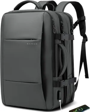 BANGE 45L Carry-on Backpack, Expandable Travel Backpacks for Airplanes,Convertible Weekend Backpack Briefcase for Traveling,Water Resistant College 17.3” Laptop Backpack for Men & Women