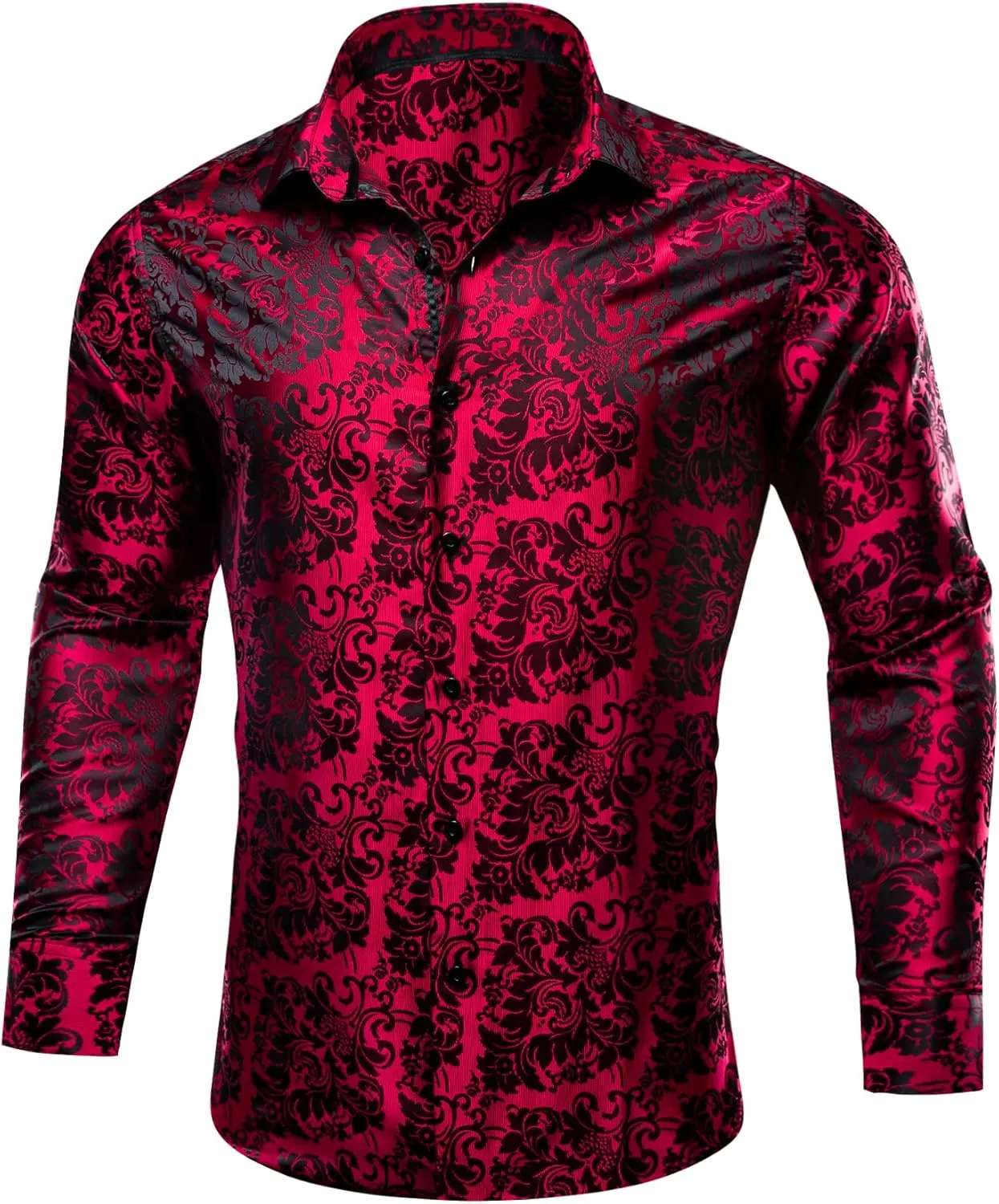 Barry.Wang Mens Western Shirts Silk Paisley Long Sleeve Button Down Dress Shirt Designer Mexico Cowboy Shirt Party Casual