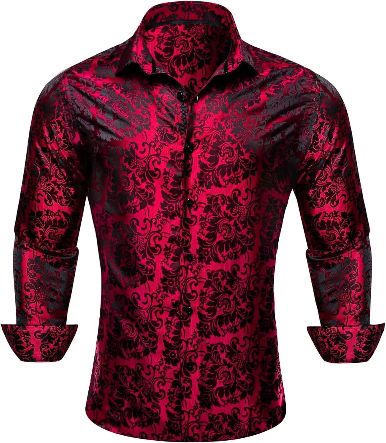 Barry.Wang Mens Western Shirts Silk Paisley Long Sleeve Button Down Dress Shirt Designer Mexico Cowboy Shirt Party Casual
