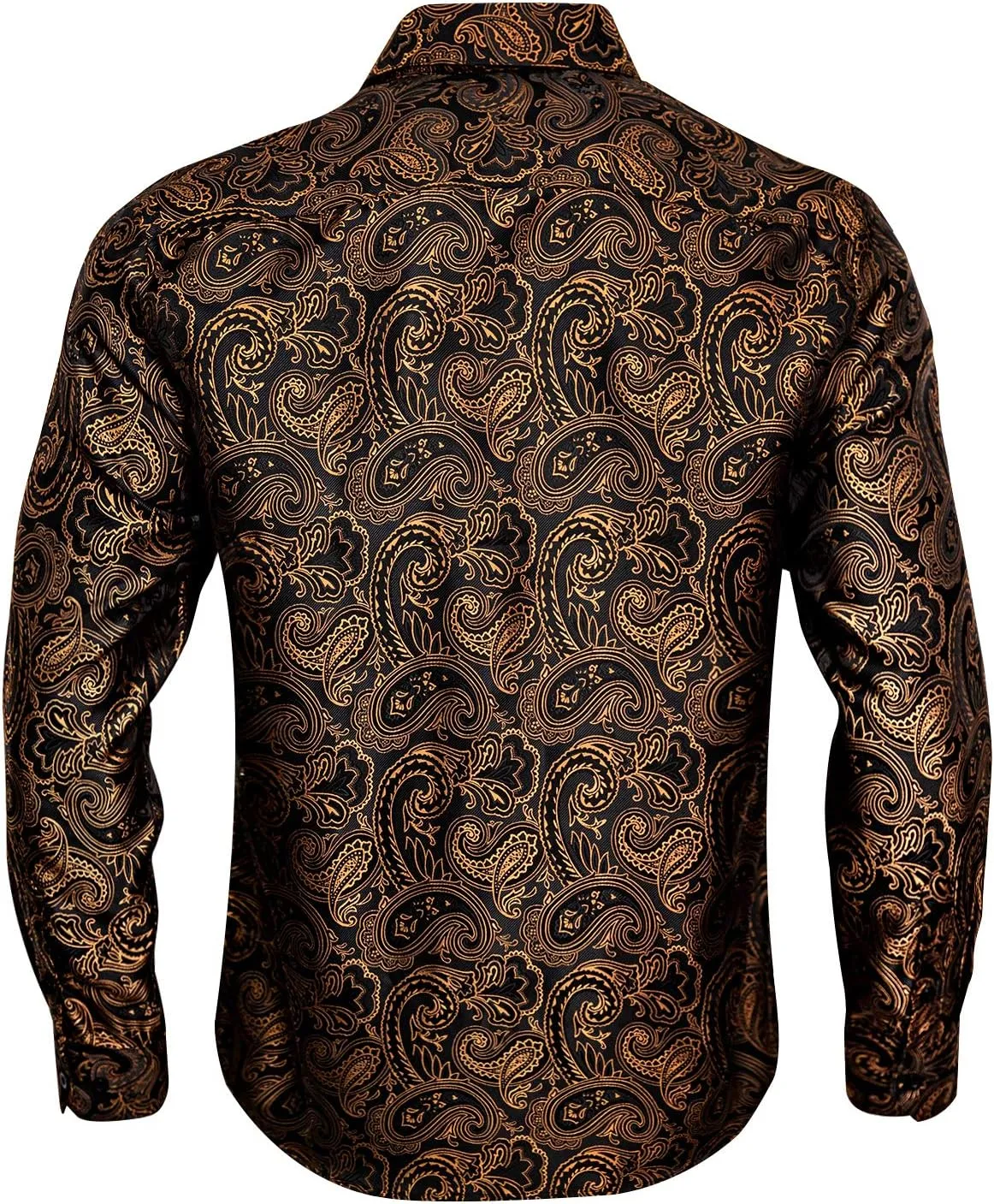 Barry.Wang Mens Western Shirts Silk Paisley Long Sleeve Button Down Dress Shirt Designer Mexico Cowboy Shirt Party Casual