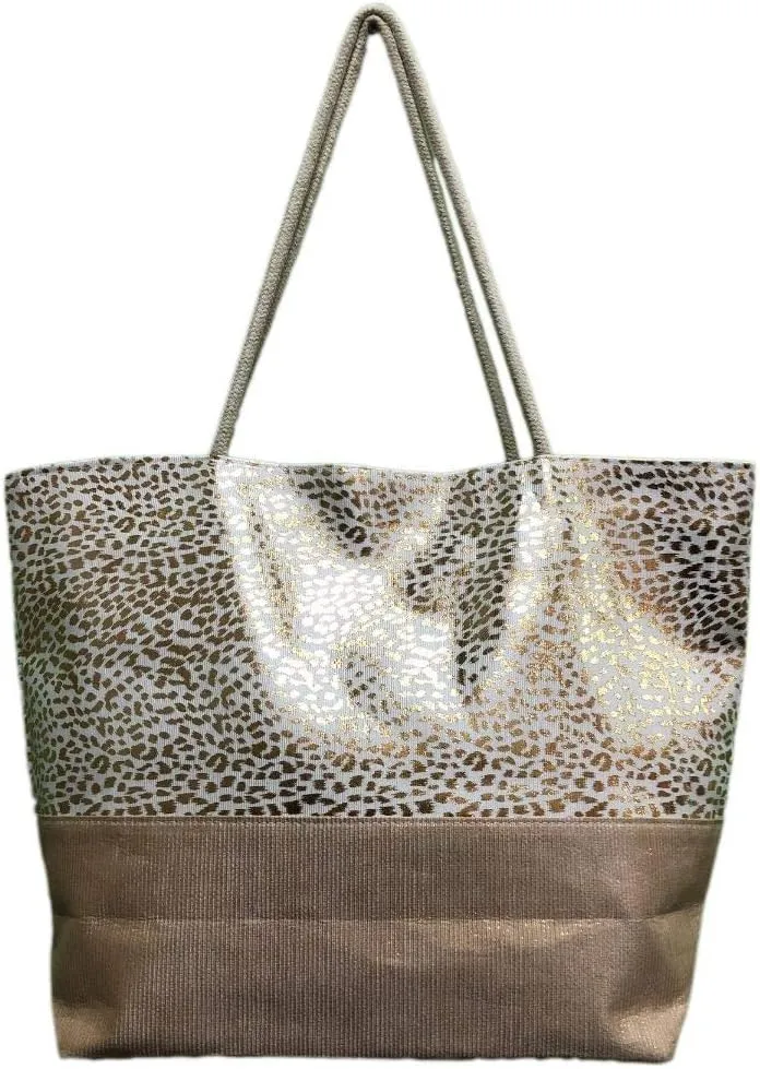 Beach Bag Large for Gym Beach Travel Daily Tote Bags with Top Zipper Closure, Cotton Rope Handles.