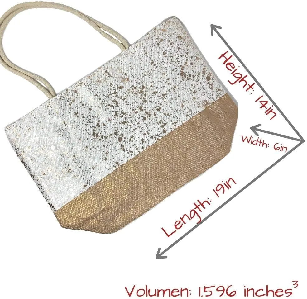 Beach Bag Large for Gym Beach Travel Daily Tote Bags with Top Zipper Closure, Cotton Rope Handles.