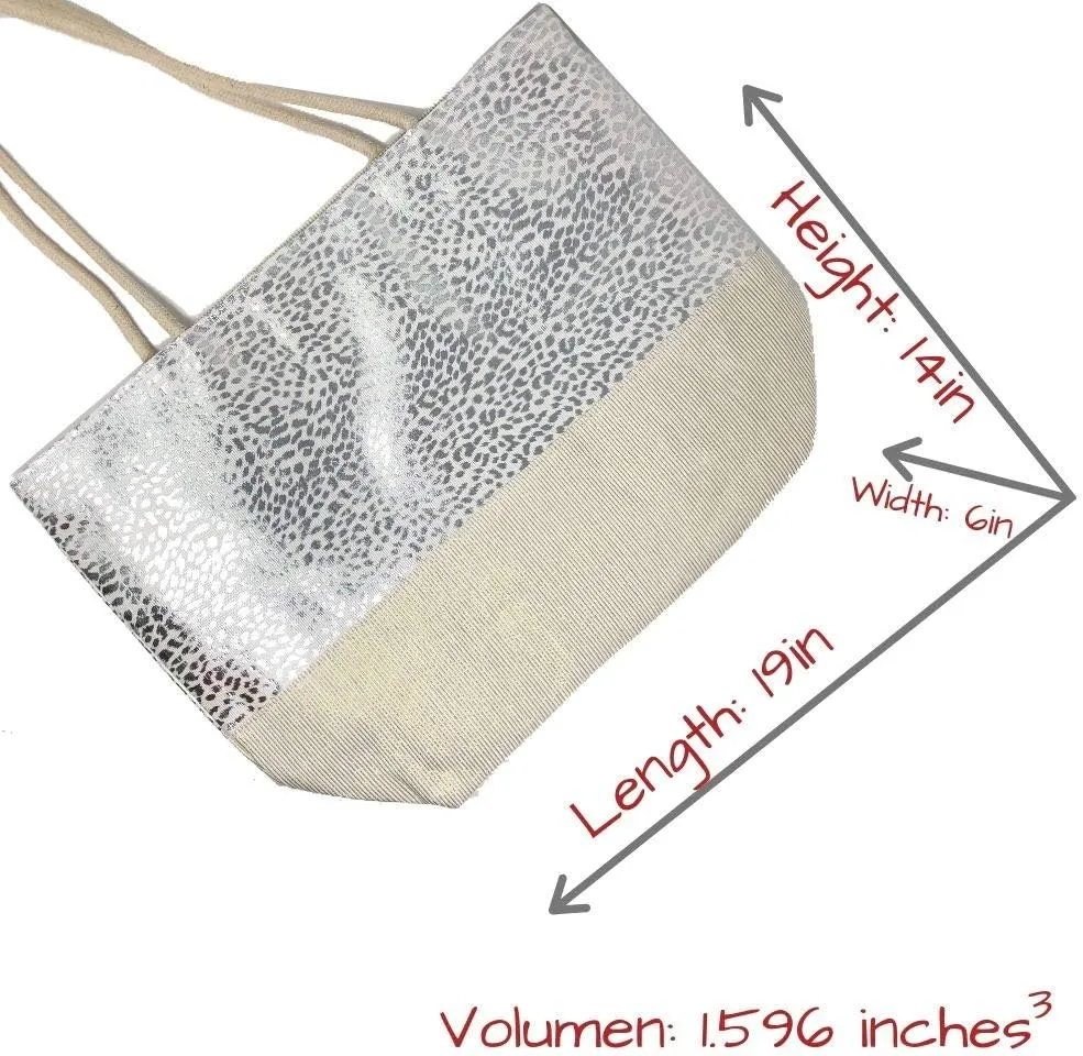 Beach Bag Large for Gym Beach Travel Daily Tote Bags with Top Zipper Closure, Cotton Rope Handles.