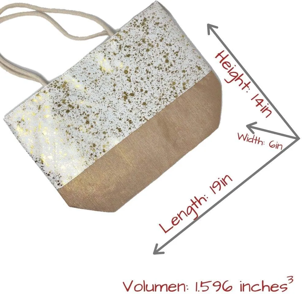 Beach Bag Large for Gym Beach Travel Daily Tote Bags with Top Zipper Closure, Cotton Rope Handles.