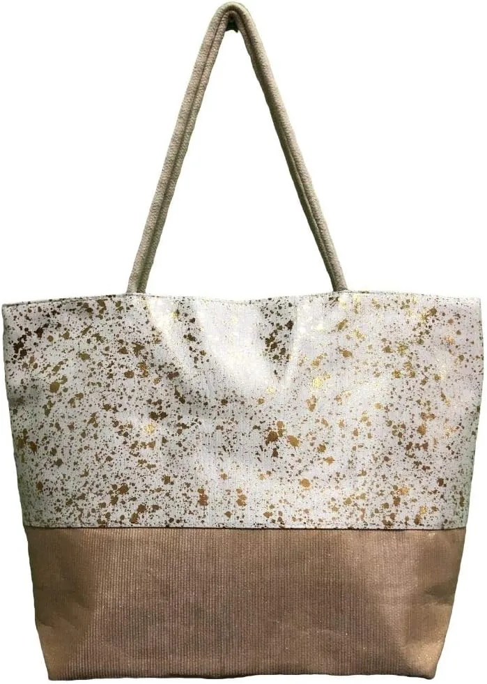 Beach Bag Large for Gym Beach Travel Daily Tote Bags with Top Zipper Closure, Cotton Rope Handles.