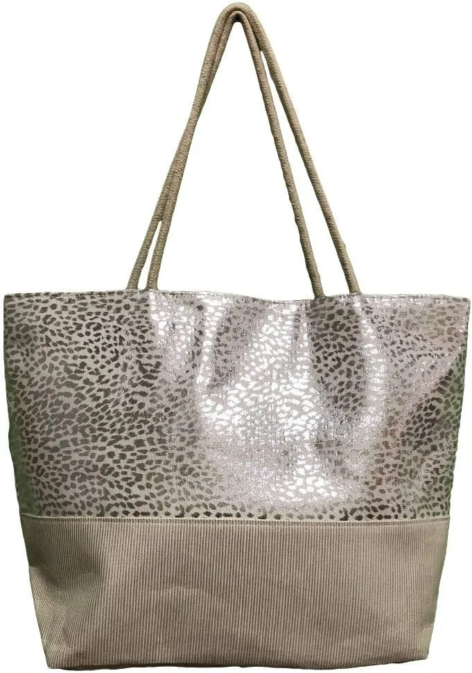 Beach Bag Large for Gym Beach Travel Daily Tote Bags with Top Zipper Closure, Cotton Rope Handles.