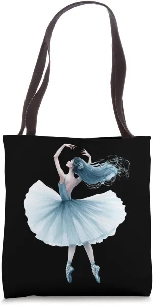 Beautiful Ballet Dancer in Flowing Blue Tutu Ballerina Dress Tote Bag