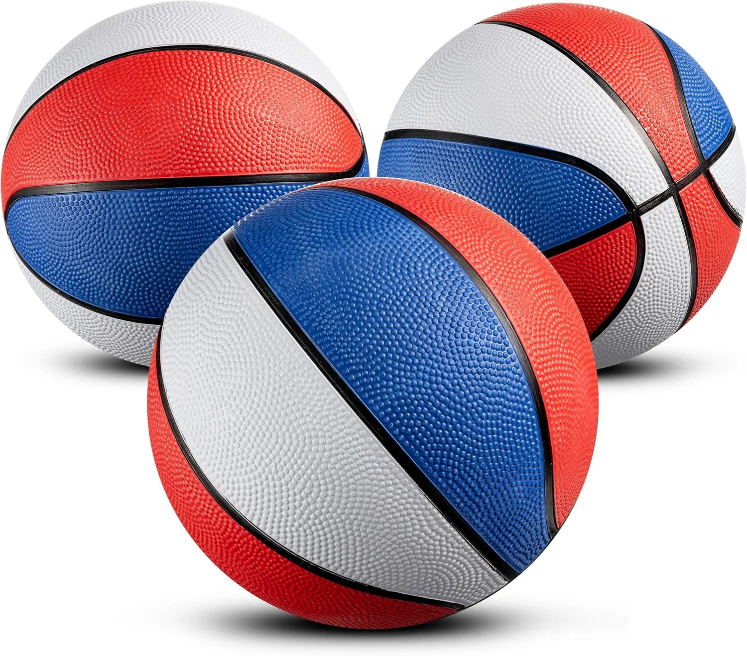 Bedwina Rubber Mini Basketball Balls for Kids - (Pack of 3) 7 Inch, Size 3 - Pool Basketball Hoop Set, Outdoor & Indoor Small Hoops Carnivals, Game Prizes