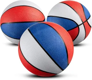 Bedwina Rubber Mini Basketball Balls for Kids - (Pack of 3) 7 Inch, Size 3 - Pool Basketball Hoop Set, Outdoor & Indoor Small Hoops Carnivals, Game Prizes