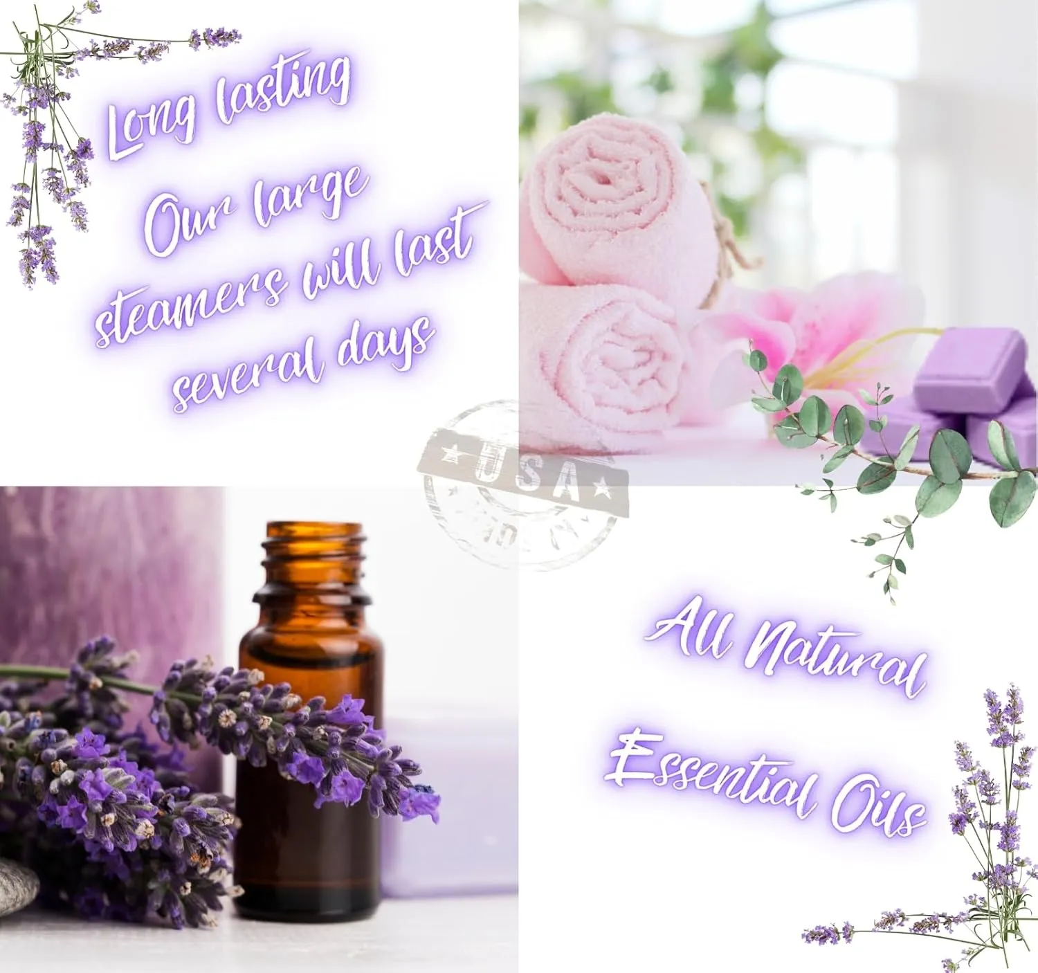 Bella Aria by Just Us Chix - Relax Lavender Shower Steamers, Aromatherapy Spa Experience, 7 Aromatic Tablets with Mesh Bag
