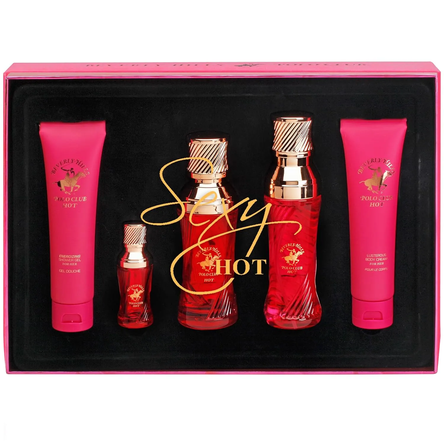 Beverly Hills Polo Club BHPC Perfume Gift Set for Women | 5 Piece Eau de Toilette Body Mist Cream Shower Gel Fragrances (Hot)