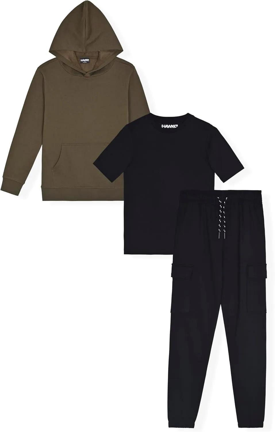 Boys Jogger Set 3-Piece Kids Clothing Outfit with Hoodie, Sweatpants & T-Shirt