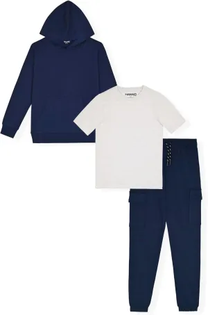 Boys Jogger Set 3-Piece Kids Clothing Outfit with Hoodie, Sweatpants & T-Shirt