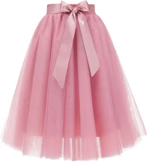 Bridesmay Women's Tulle Skirt Knee Length 6-Layered Wedding Party Homecoming Prom Dress