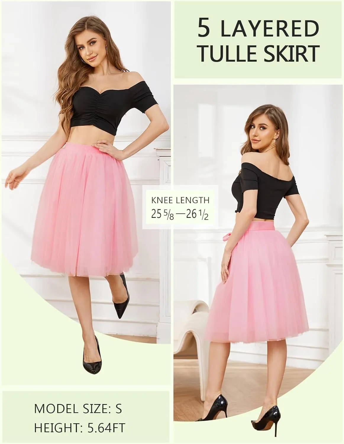 Bridesmay Women's Tulle Skirt Knee Length 6-Layered Wedding Party Homecoming Prom Dress