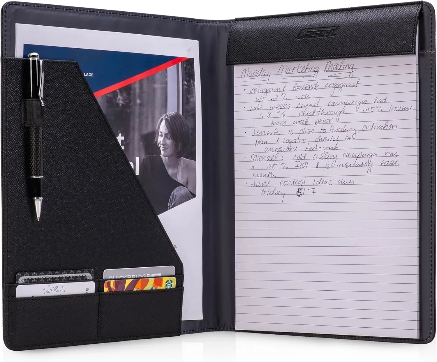 Case it The Premier PADFOLIO Case-it Business Meeting Padfolio | Professional Portfolio with Letter Size Writing Pad/PAD-14-BLK