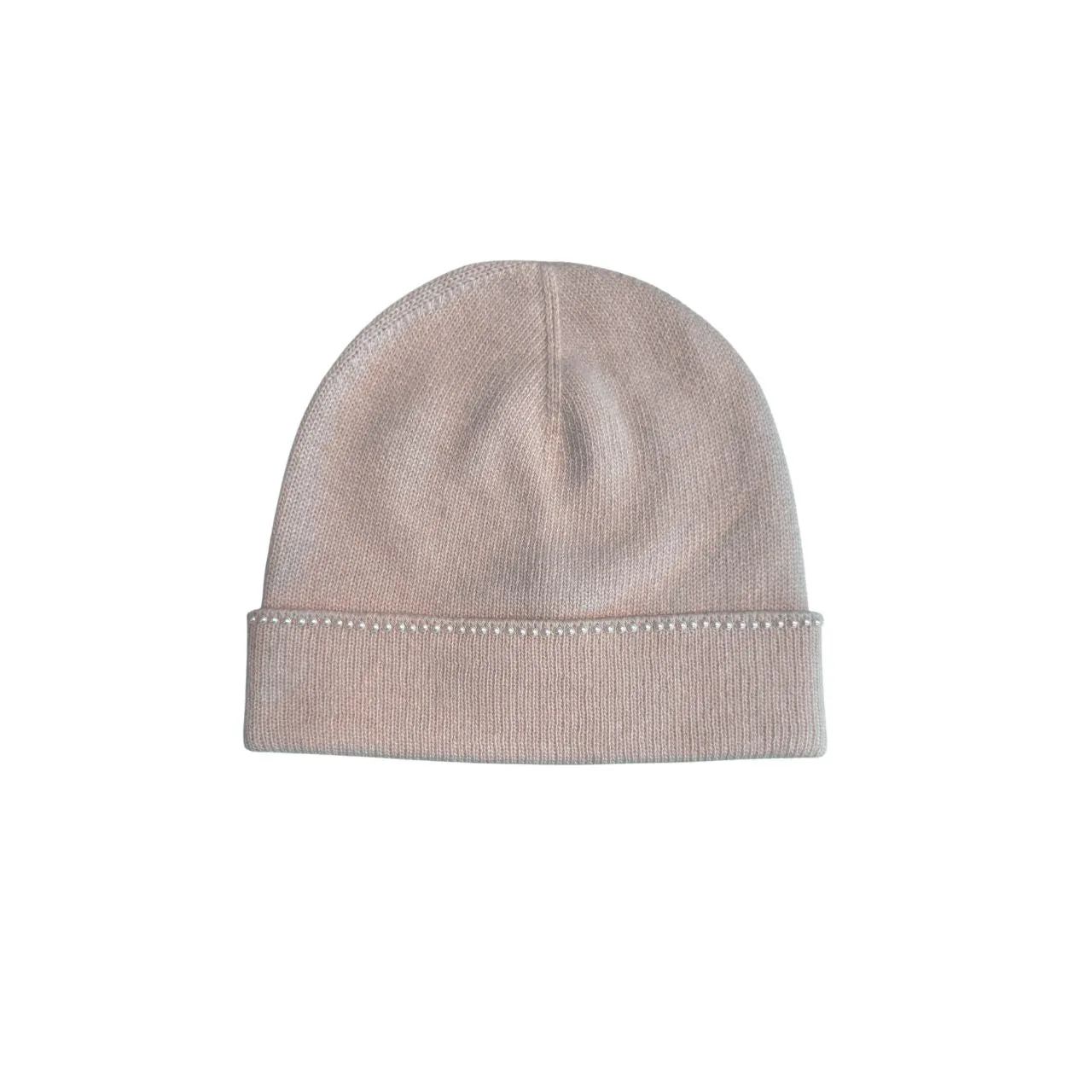 Cashmere Cuffed Beanie w. Pearl Edge Embellishment - Mallow Pink