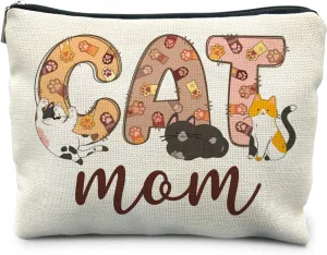Cat Mom Gifts, Cute Cat Makeup Bag, Cat Lady Gifts, Cat Gifts for Women Cat Lovers, Cat Cosmetic Bags Toiletry Bag for Women, Cat Makeup Pouch, Cat Accessories for Women