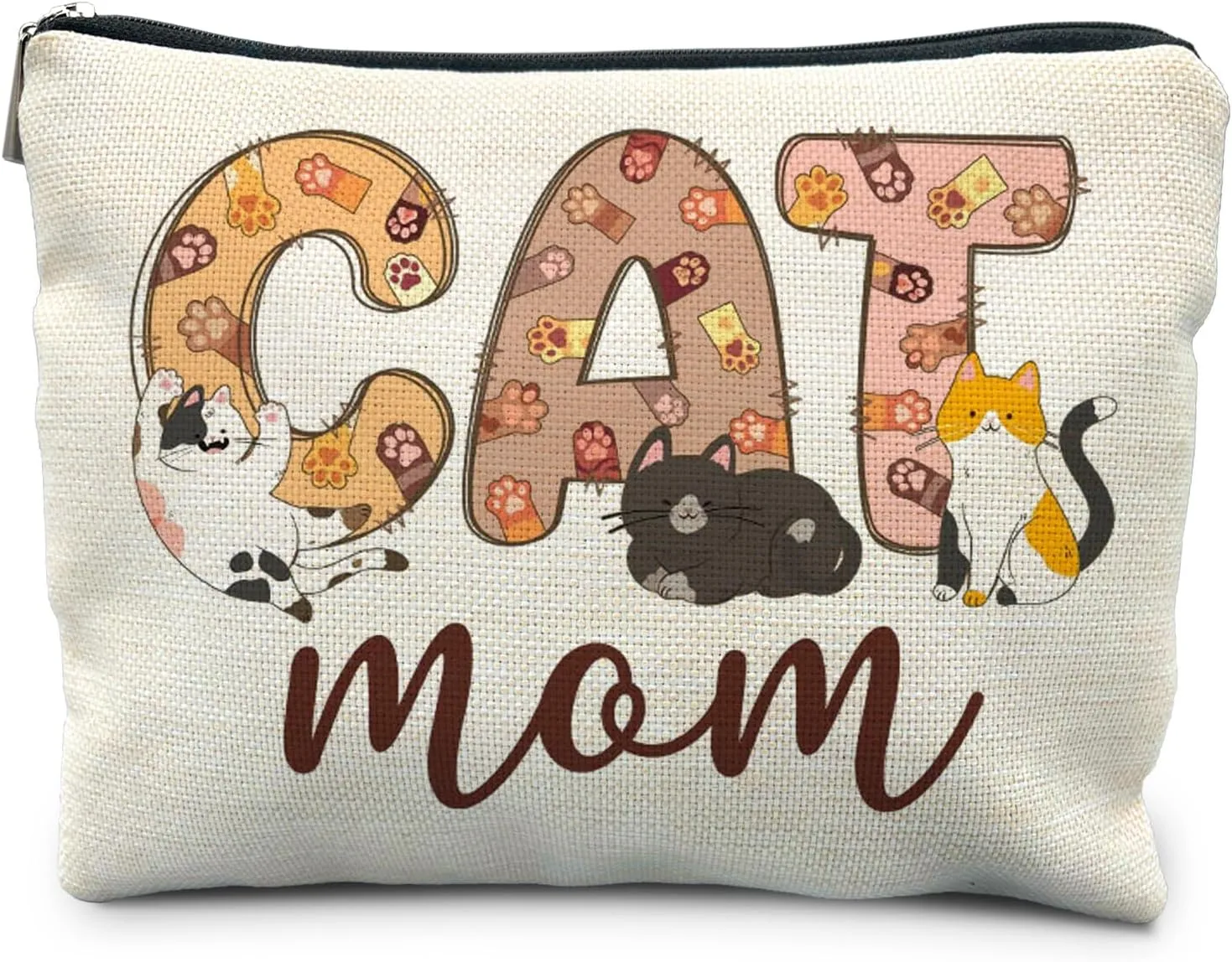 Cat Mom Gifts, Cute Cat Makeup Bag, Cat Lady Gifts, Cat Gifts for Women Cat Lovers, Cat Cosmetic Bags Toiletry Bag for Women, Cat Makeup Pouch, Cat Accessories for Women