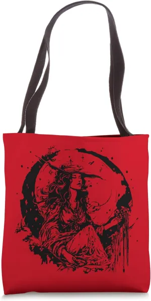 Celestial Midnight Tarot Priestess with Moon Tote Bag