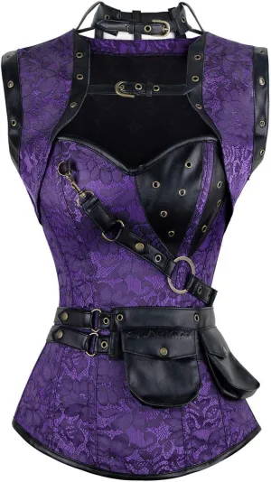 Charmian Women's Steampunk Spiral Steel Boned Vintage Retro Corset Tops Bustier