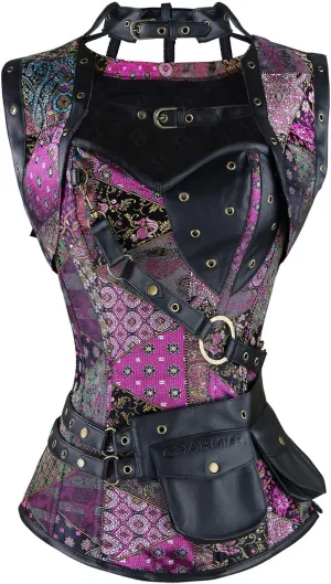 Charmian Women's Steampunk Spiral Steel Boned Vintage Retro Corset Tops Bustier