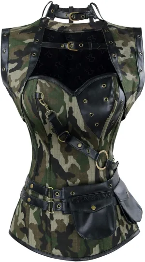 Charmian Women's Steampunk Spiral Steel Boned Vintage Retro Corset Tops Bustier