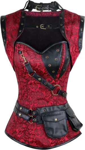 Charmian Women's Steampunk Spiral Steel Boned Vintage Retro Corset Tops Bustier