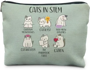 Chemistry Cat Makeup Bag, Science Chemistry Teacher Gifts, Science Gifts for Women, Cats in STEM Cosmetic Bag